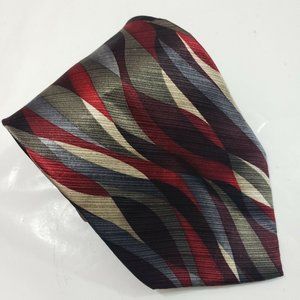 CC Hughes Men Necktie Red Gray Blue Swirl Design